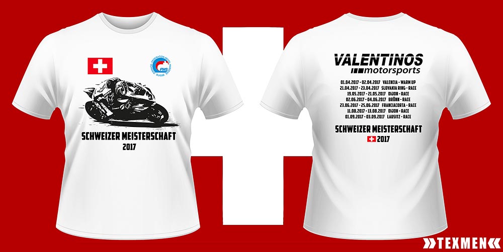 Bedruckte T-Shirts für die schweizer Meisterschaft.